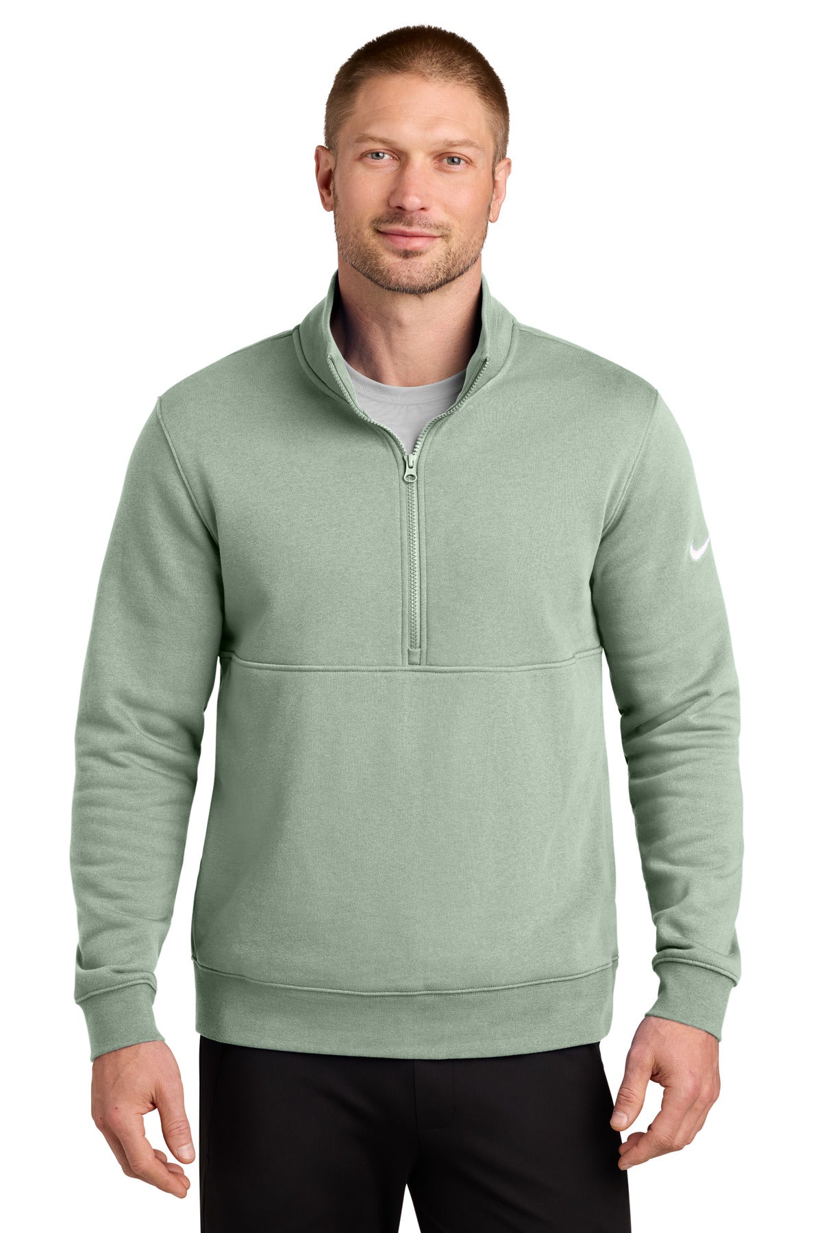 Nike Club Fleece Sleeve Swoosh 1/2-Zip NKDX6718 Jade Horizon