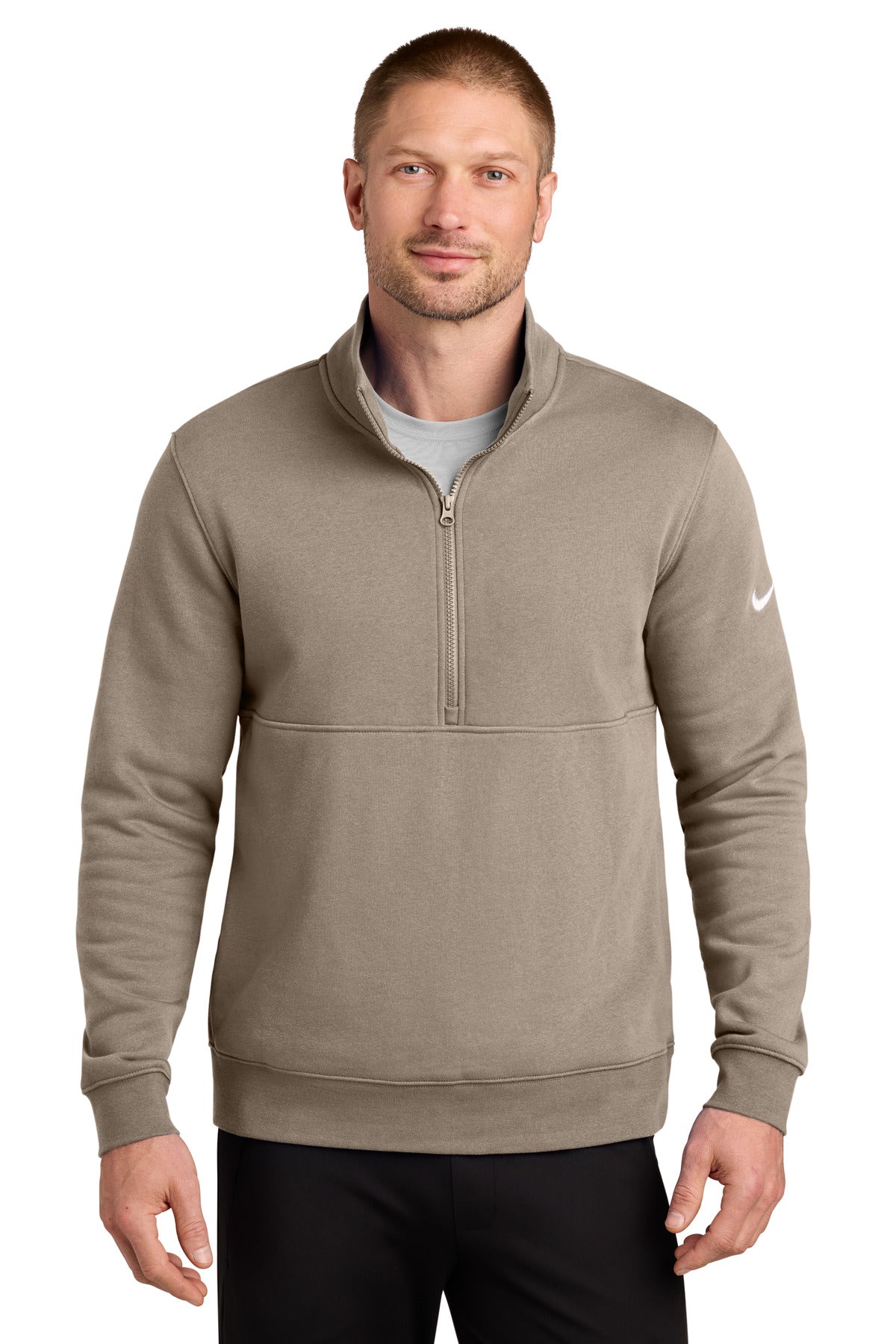 Nike Club Fleece Sleeve Swoosh 1/2-Zip NKDX6718 Khaki
