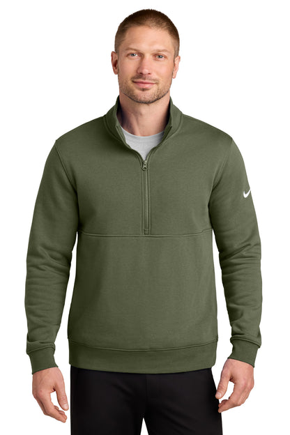 Nike Club Fleece Sleeve Swoosh 1/2-Zip NKDX6718 Medium Olive