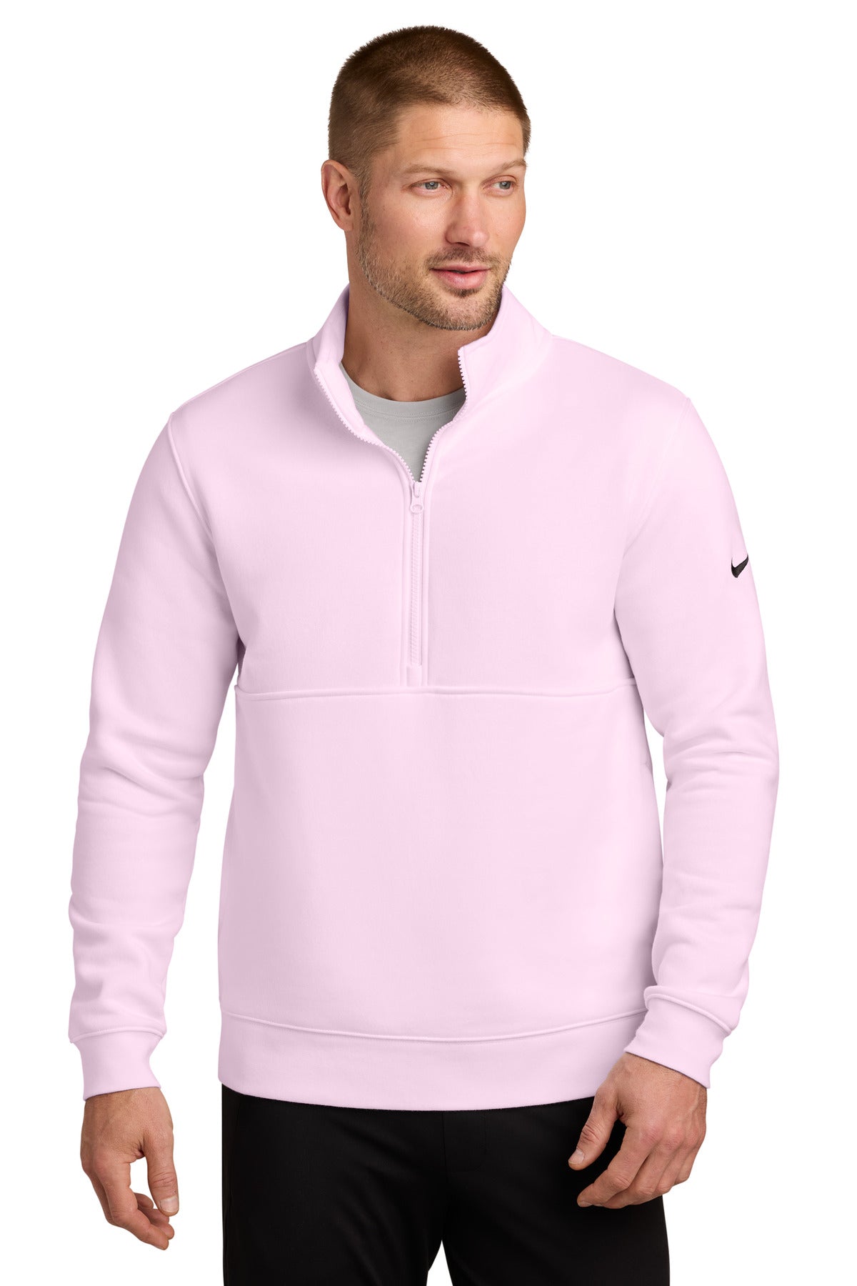 Nike Club Fleece Sleeve Swoosh 1/2-Zip NKDX6718 Pink Foam