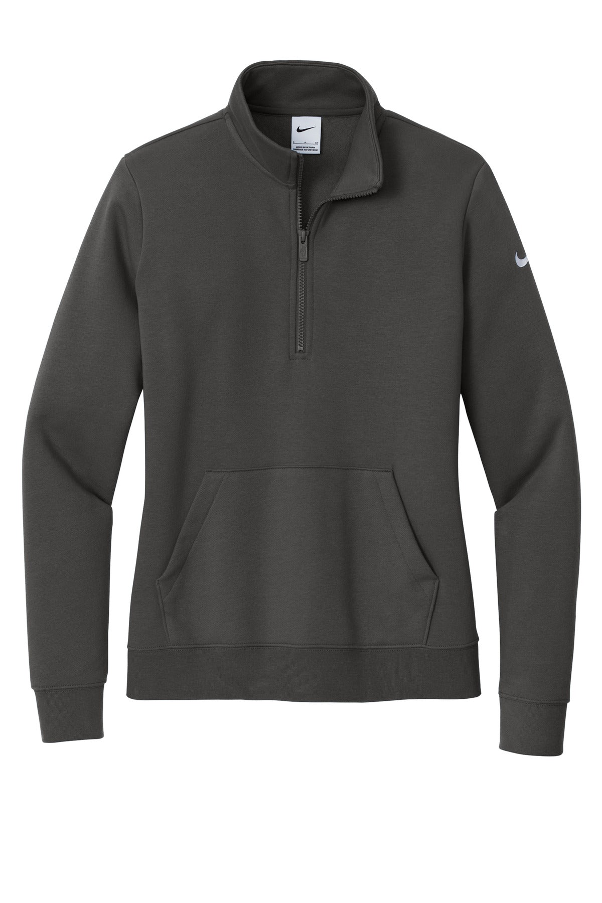 Nike Women's Club Fleece Sleeve Swoosh 1/2-Zip NKDX6720 Anthracite