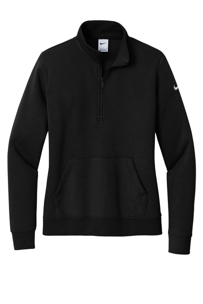 Nike Women's Club Fleece Sleeve Swoosh 1/2-Zip NKDX6720 Black