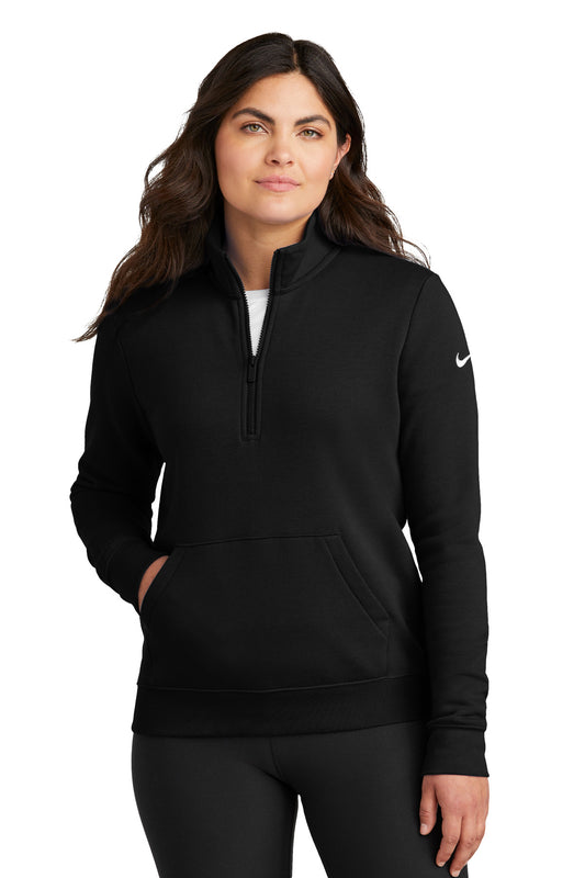 Nike Women's Club Fleece Sleeve Swoosh 1/2-Zip NKDX6720 Black
