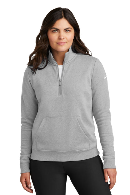 Nike Women's Club Fleece Sleeve Swoosh 1/2-Zip NKDX6720 Dark Grey Heather