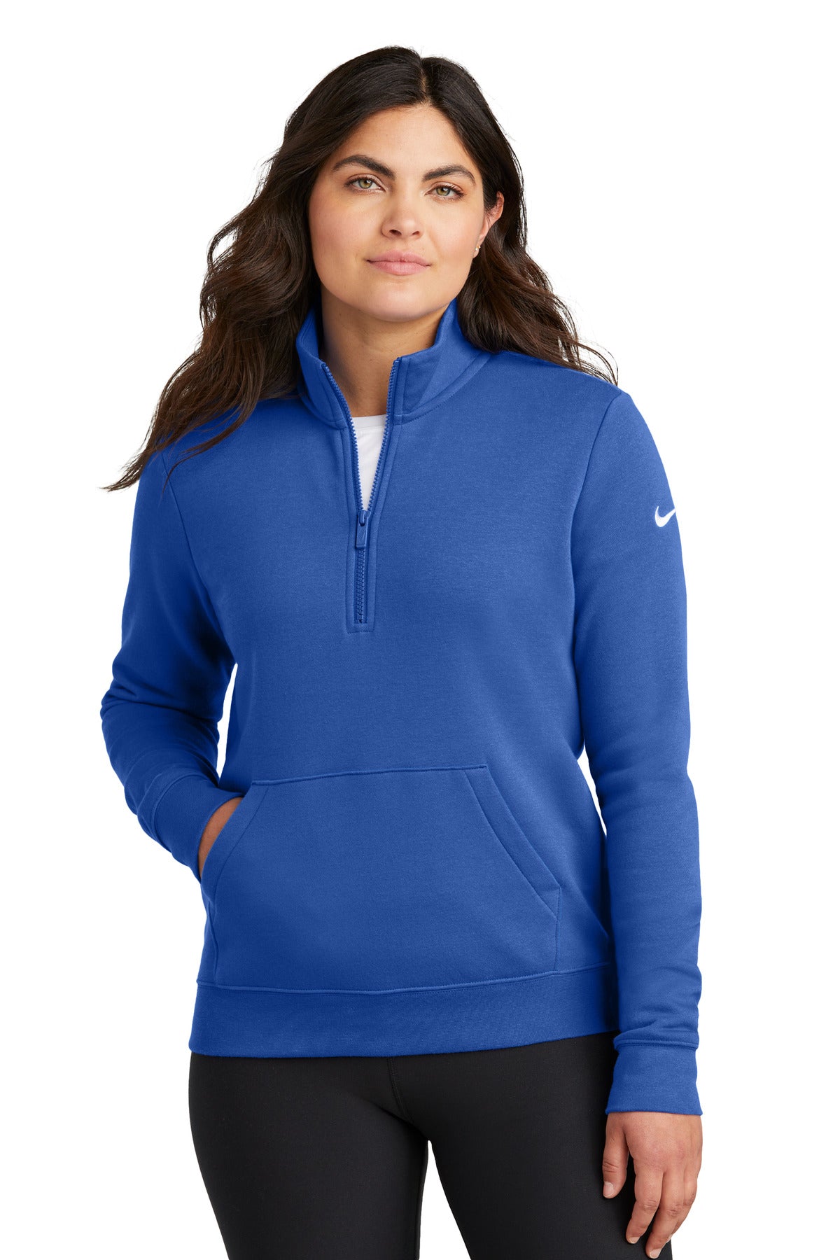 Nike Women's Club Fleece Sleeve Swoosh 1/2-Zip NKDX6720 Game Royal