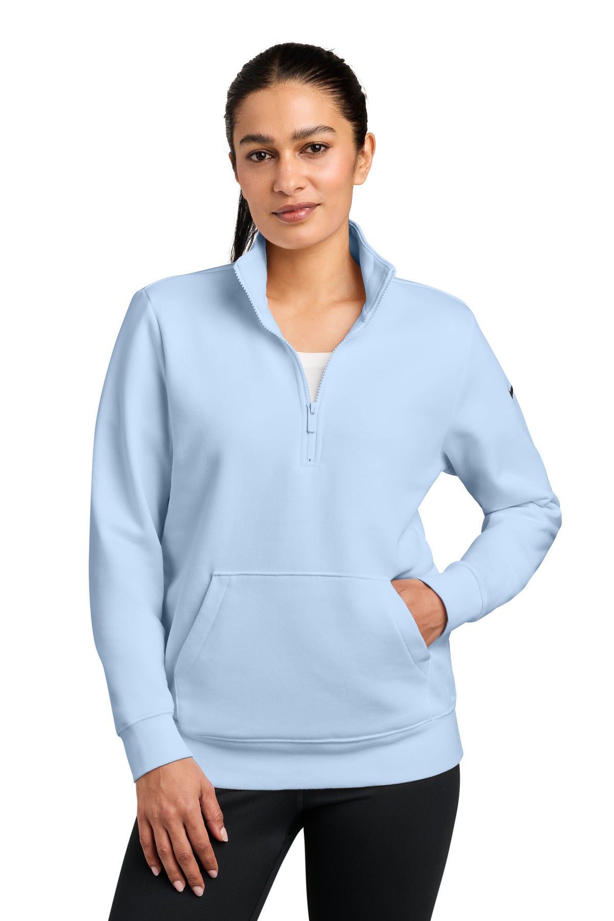 Nike Women's Club Fleece Sleeve Swoosh 1/2-Zip NKDX6720 Hydrogen Blue