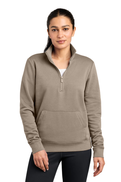 Nike Women's Club Fleece Sleeve Swoosh 1/2-Zip NKDX6720 Khaki