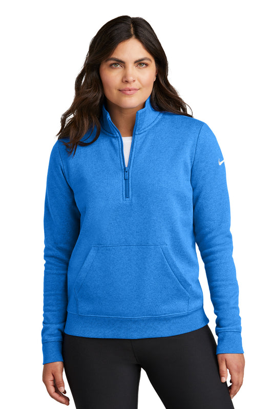Nike Women's Club Fleece Sleeve Swoosh 1/2-Zip NKDX6720 Light Game Royal Heather