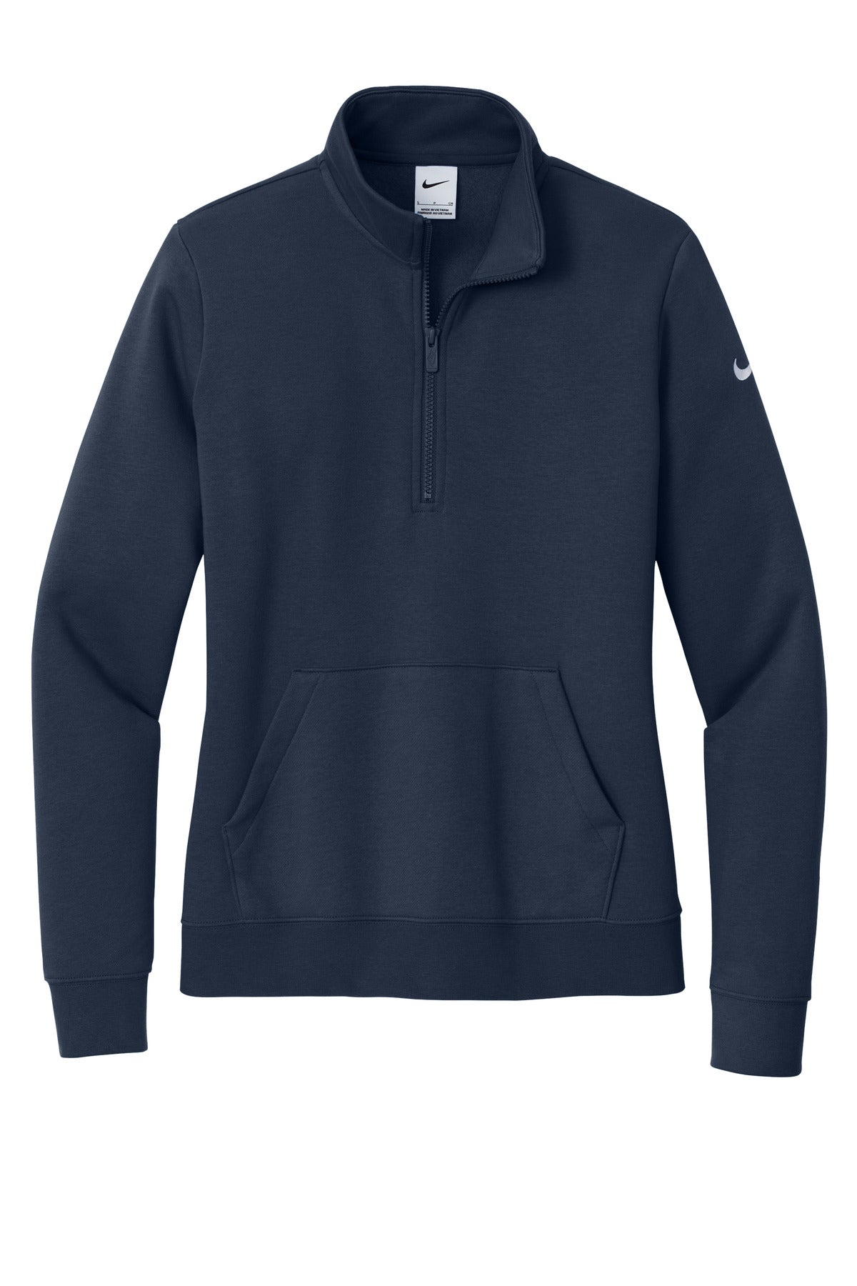 Nike Women's Club Fleece Sleeve Swoosh 1/2-Zip NKDX6720 Midnight Navy