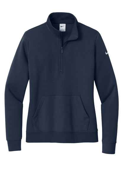 Nike Women's Club Fleece Sleeve Swoosh 1/2-Zip NKDX6720 Midnight Navy