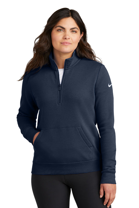 Nike Women's Club Fleece Sleeve Swoosh 1/2-Zip NKDX6720 Midnight Navy
