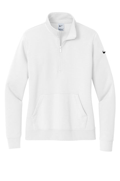 Nike Women's Club Fleece Sleeve Swoosh 1/2-Zip NKDX6720 White