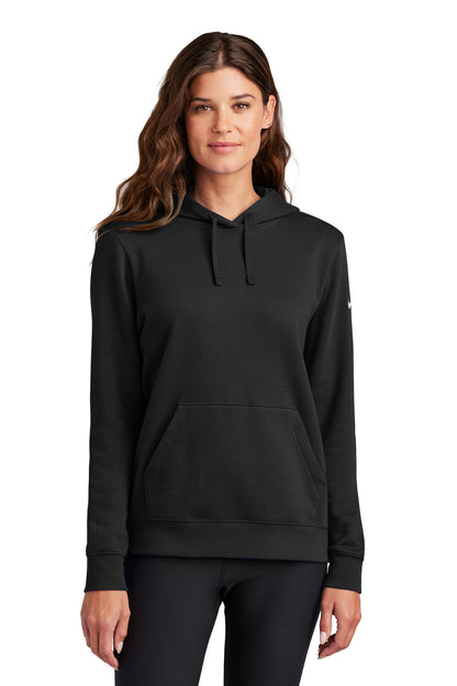 Nike Women's Club Fleece Sleeve Swoosh Pullover Hoodie NKFD9889 Black