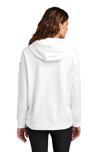 Nike Women's Club Fleece Sleeve Swoosh Pullover Hoodie NKFD9889 White