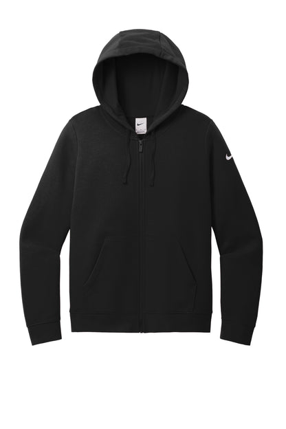 Nike Women's Club Fleece Sleeve Swoosh Full-Zip Hoodie NKFD9890 Black