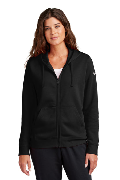 Nike Women's Club Fleece Sleeve Swoosh Full-Zip Hoodie NKFD9890 Black
