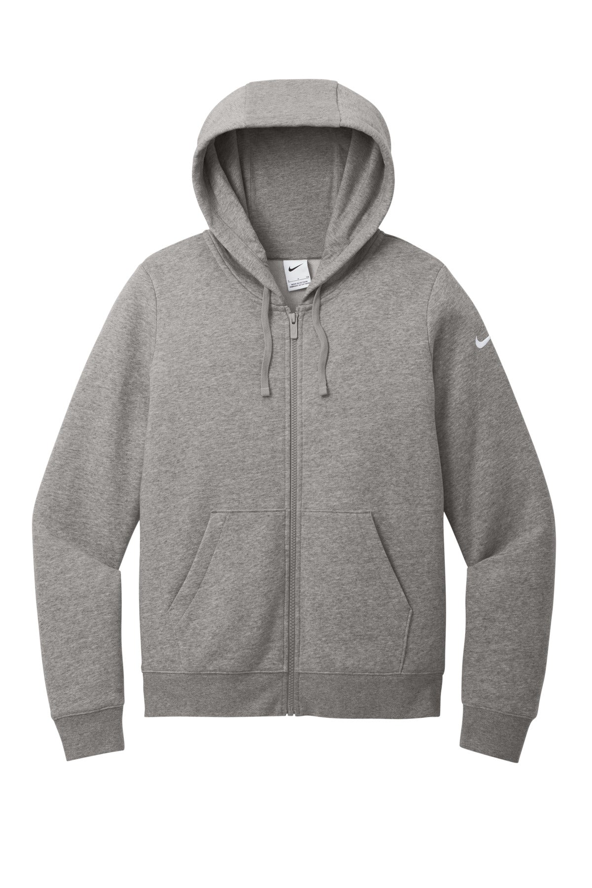 Nike Women's Club Fleece Sleeve Swoosh Full-Zip Hoodie NKFD9890 Charcoal Heather