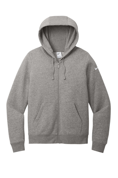 Nike Women's Club Fleece Sleeve Swoosh Full-Zip Hoodie NKFD9890 Charcoal Heather