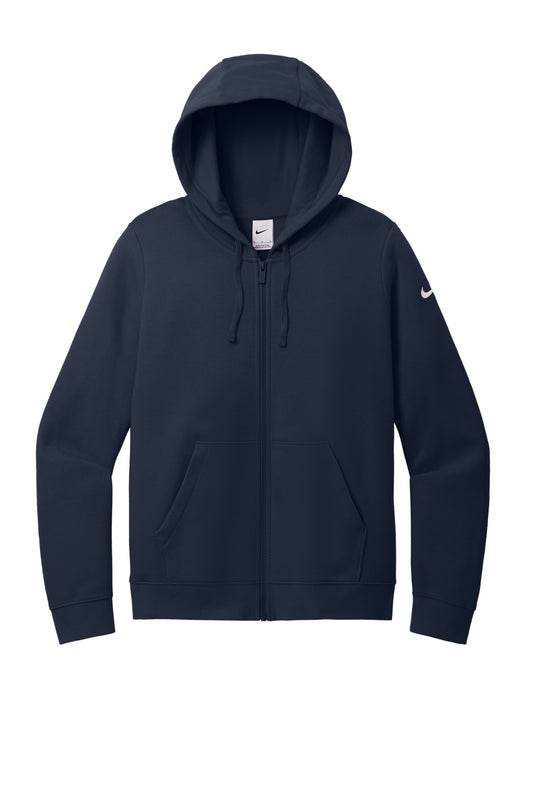 Nike Women's Club Fleece Sleeve Swoosh Full-Zip Hoodie NKFD9890 Midnight Navy
