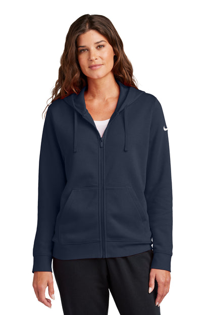 Nike Women's Club Fleece Sleeve Swoosh Full-Zip Hoodie NKFD9890 Midnight Navy