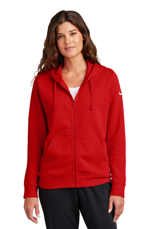 Nike Women's Club Fleece Sleeve Swoosh Full-Zip Hoodie NKFD9890 University Red