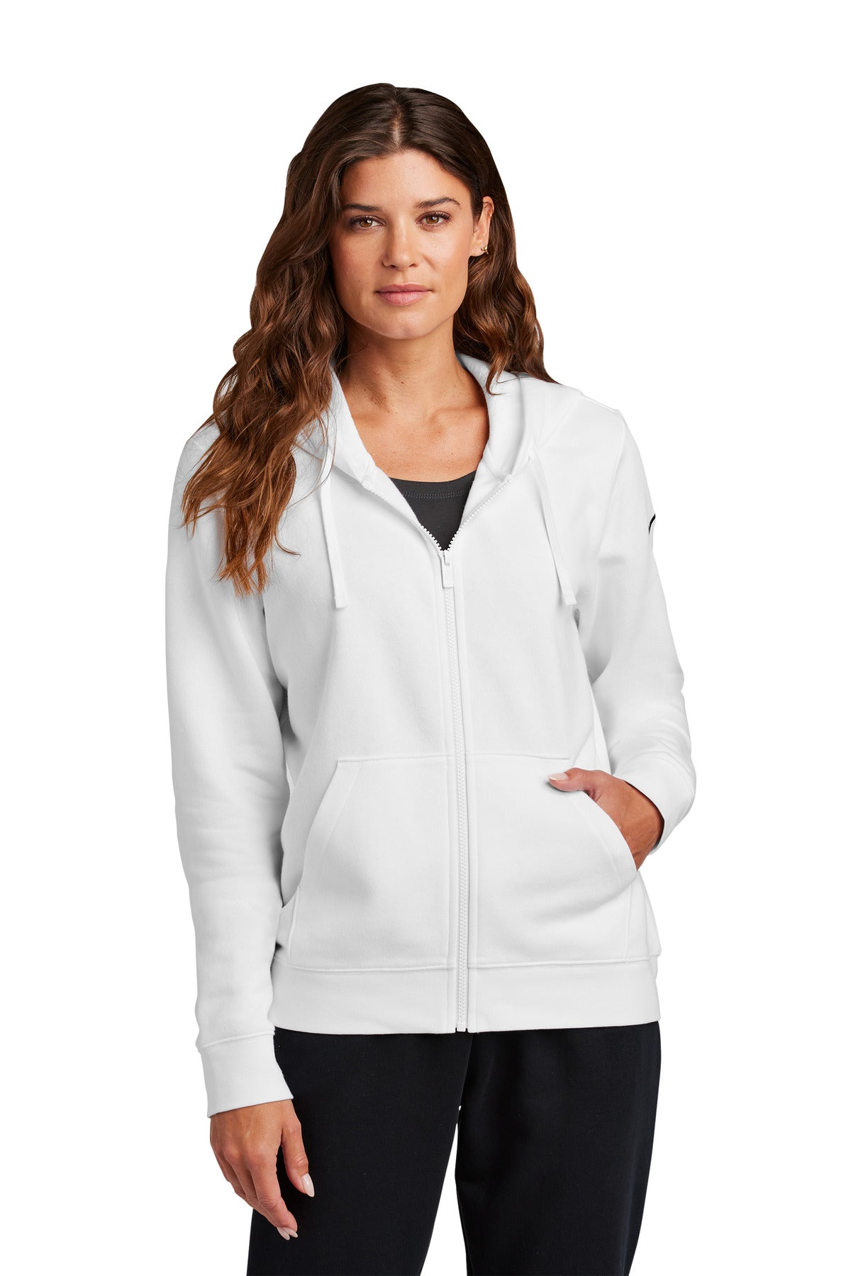 Nike Women's Club Fleece Sleeve Swoosh Full-Zip Hoodie NKFD9890 White