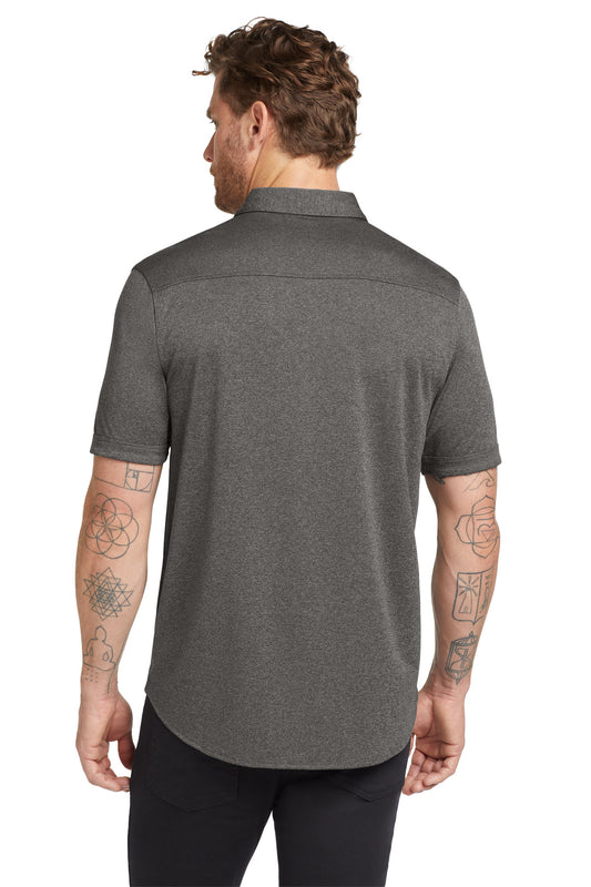 OGIO Gravitate Full-Button Polo OG141 Dark Heather Grey