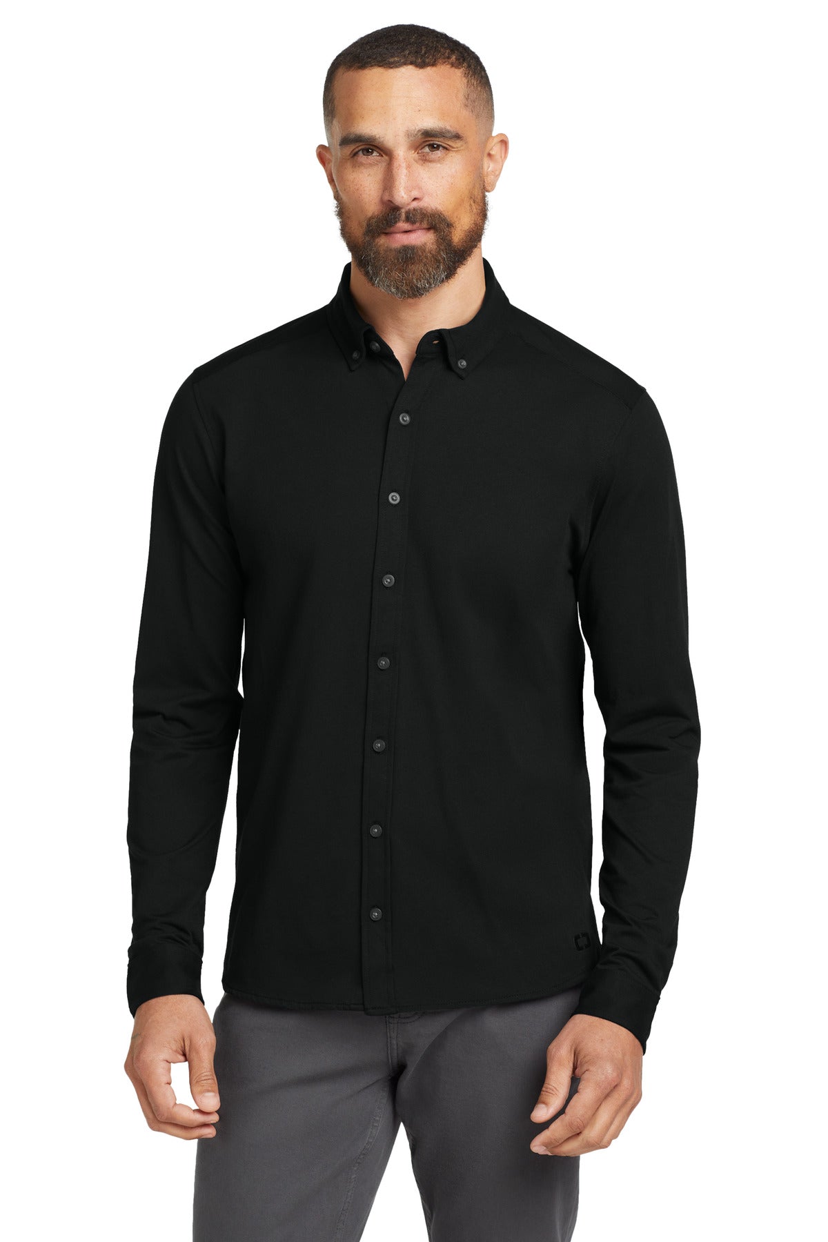 OGIO Code Stretch Long Sleeve Button-Up OG145 Blacktop
