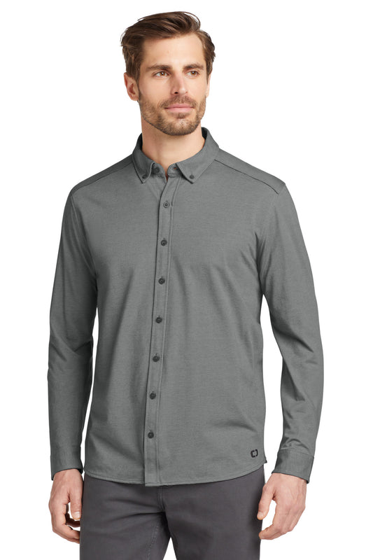 OGIO Code Stretch Long Sleeve Button-Up OG145 Tarmac Grey Heather