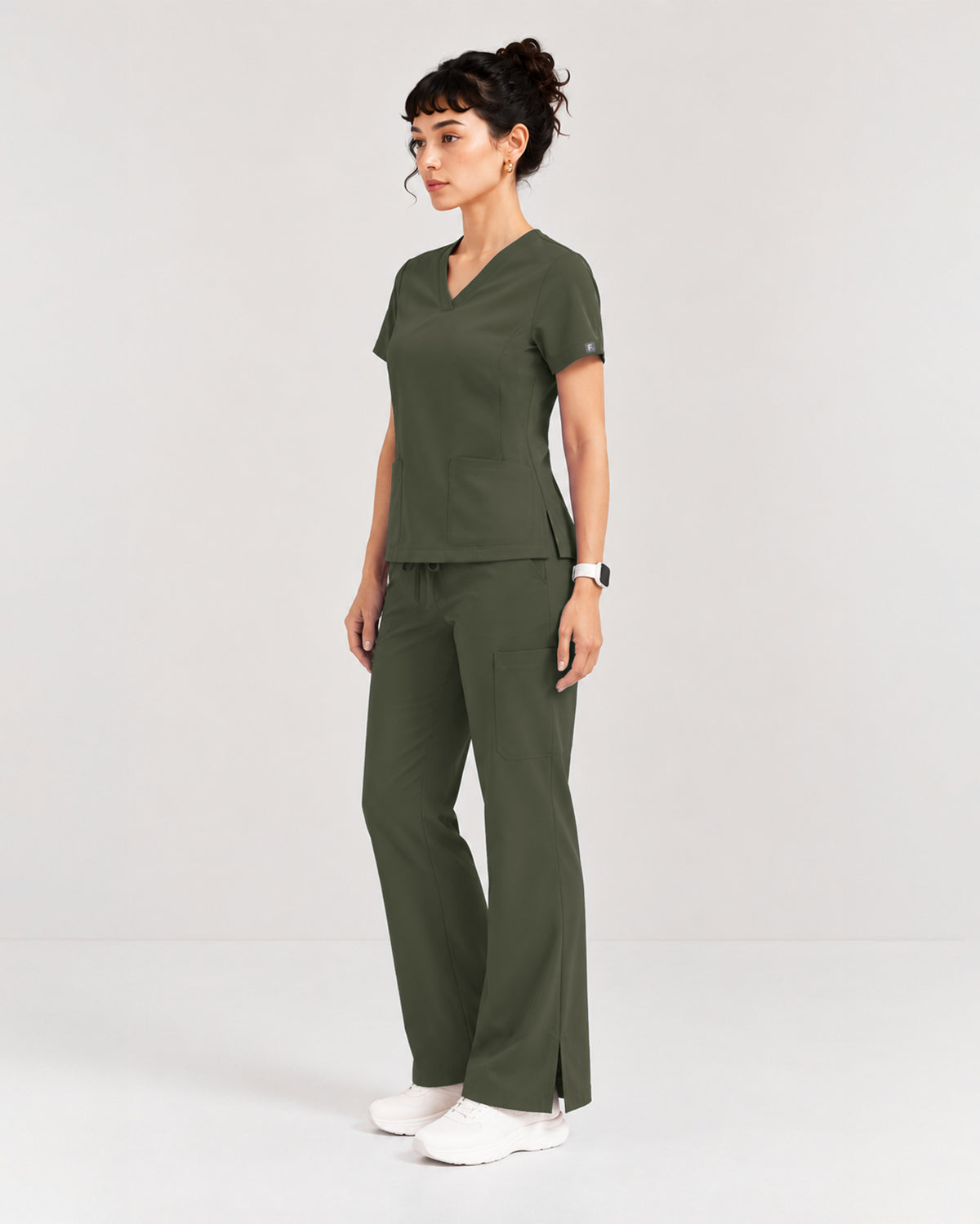 Foundry Women's 1005 Quinn 2 Pocket V-Neck Top Olive