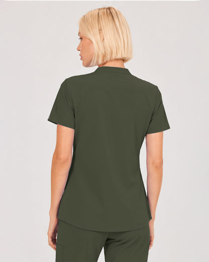 Foundry Women's 1055 Arden 2 Pocket Mandarin Top Olive