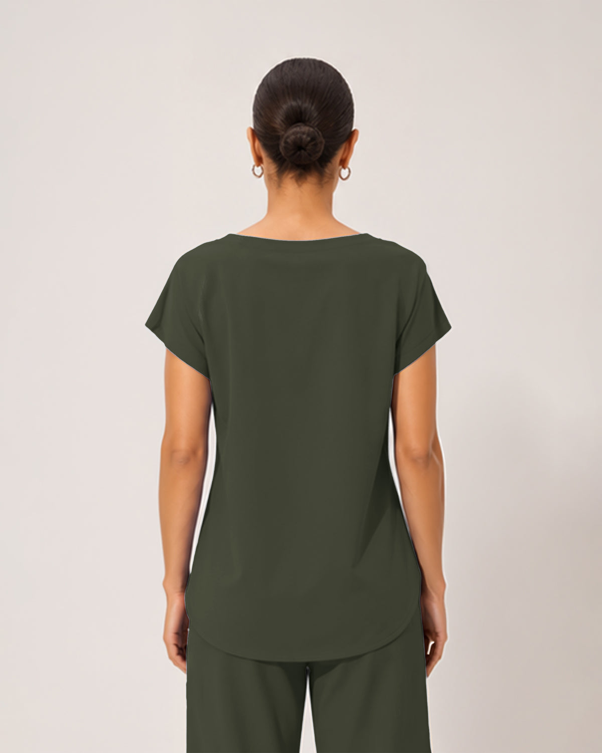 Foundry Women's 1215 Rowan 1 Pocket Boat Neck Dolman Top Olive