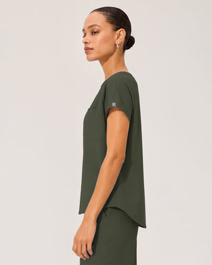 Foundry Women's 1215 Rowan 1 Pocket Boat Neck Dolman Top Olive