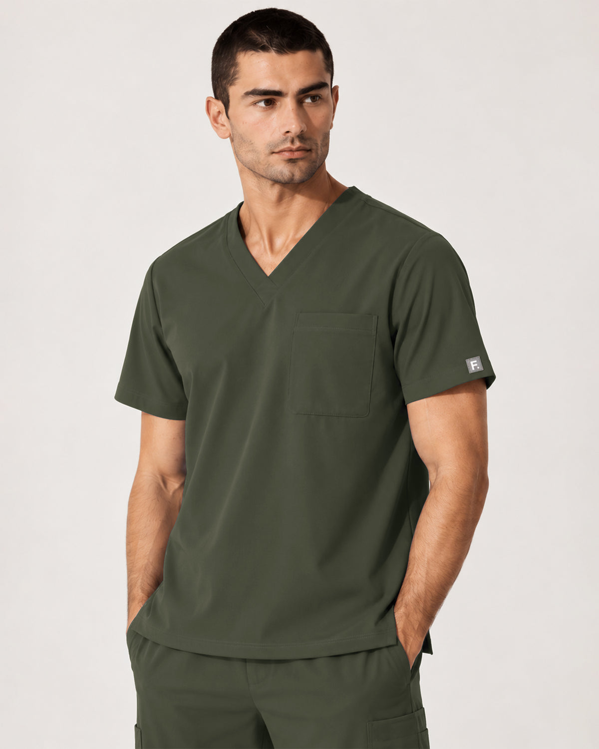 Foundry Men's 1505 Cobalt Men'S 1 Pocket V-Neck Top Olive