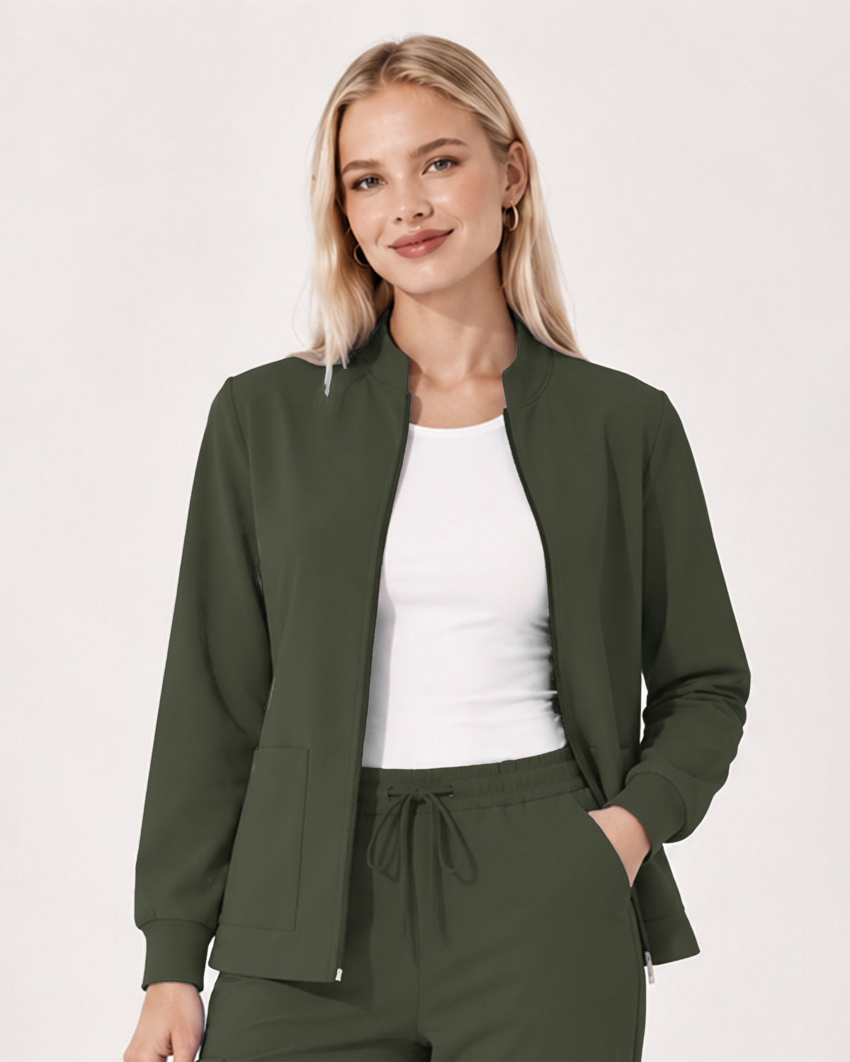 Foundry Women's 6005 Ellis 2 Pocket Scrub Jacket Olive