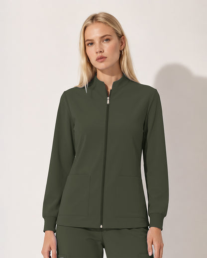 Foundry Women's 6005 Ellis 2 Pocket Scrub Jacket Olive