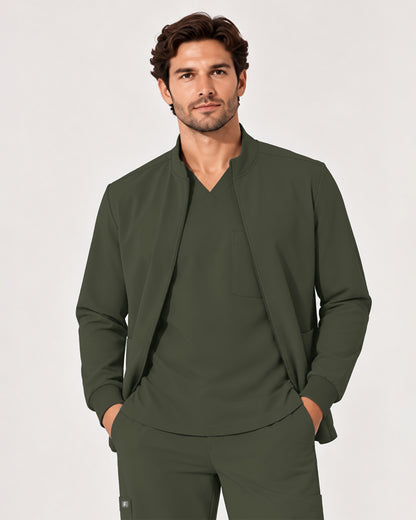 Foundry Men's 6505 Slate Men'S 2 Pocket Scrub Jacket Olive