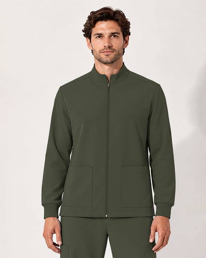Foundry Men's 6505 Slate Men'S 2 Pocket Scrub Jacket Olive