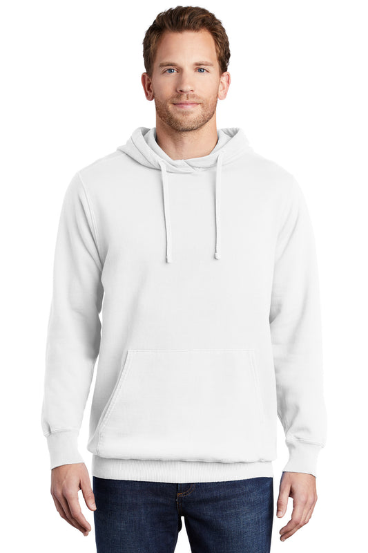 Port & Company Beach Wash Garment-Dyed Pullover Hooded Sweatshirt. PC098H White