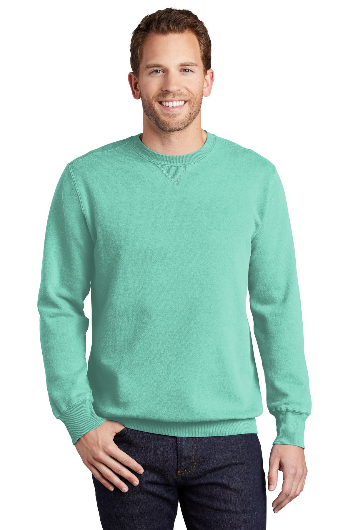Port & Company Beach Wash Garment-Dyed Crewneck Sweatshirt PC098 Cool Mint