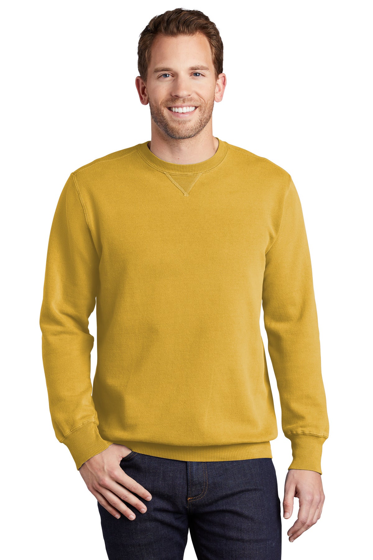 Port & Company Beach Wash Garment-Dyed Crewneck Sweatshirt PC098 Dijon