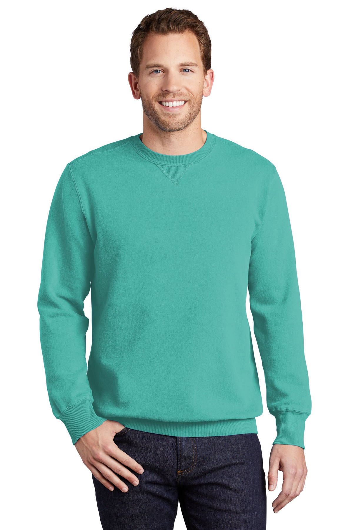 Port & Company Beach Wash Garment-Dyed Crewneck Sweatshirt PC098 Peacock
