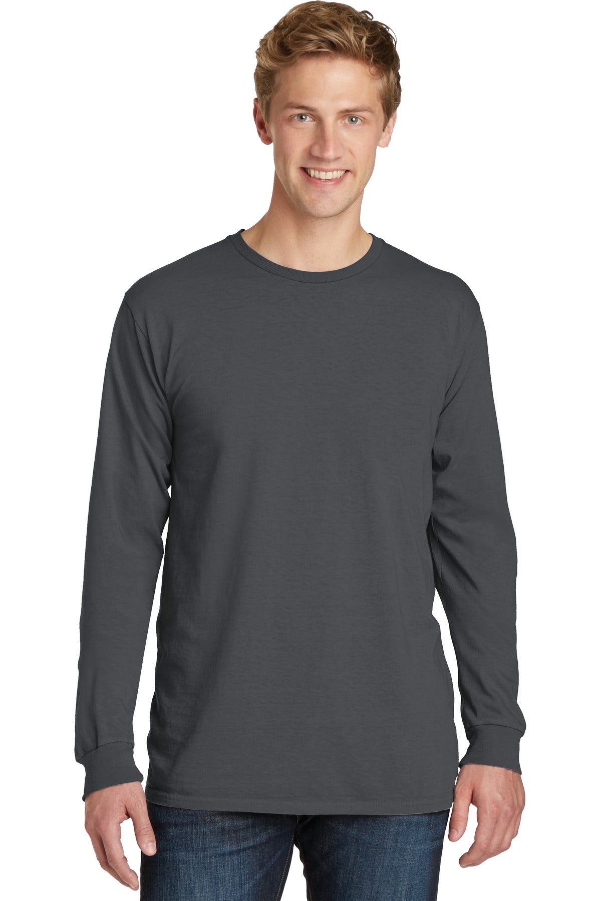 Port & Company Beach Wash Garment-Dyed Long Sleeve Tee PC099LS Coal