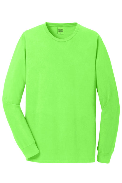 Port & Company Beach Wash Garment-Dyed Long Sleeve Tee PC099LS Neon Green