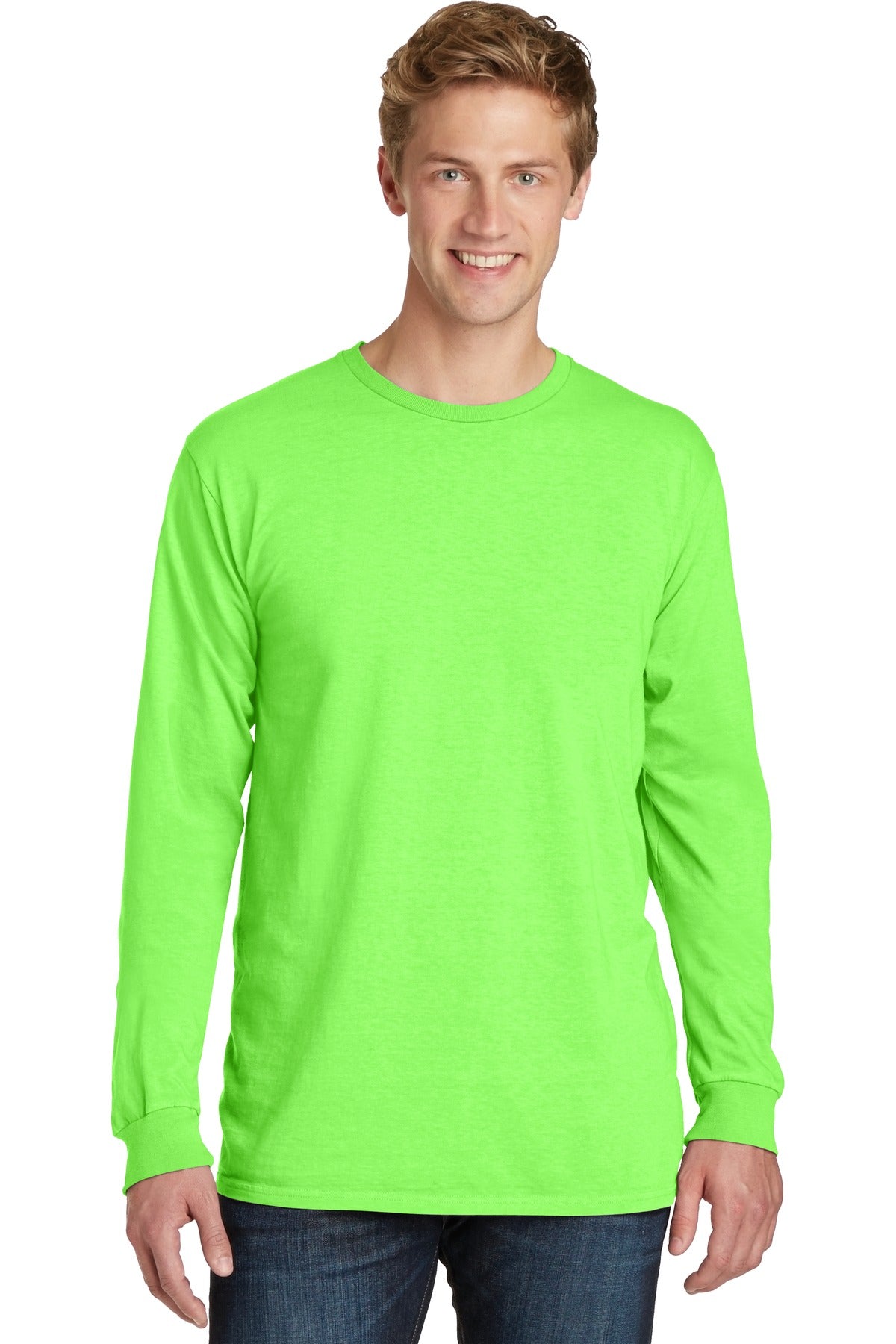 Port & Company Beach Wash Garment-Dyed Long Sleeve Tee PC099LS Neon Green