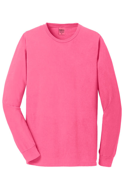 Port & Company Beach Wash Garment-Dyed Long Sleeve Tee PC099LS Neon Pink