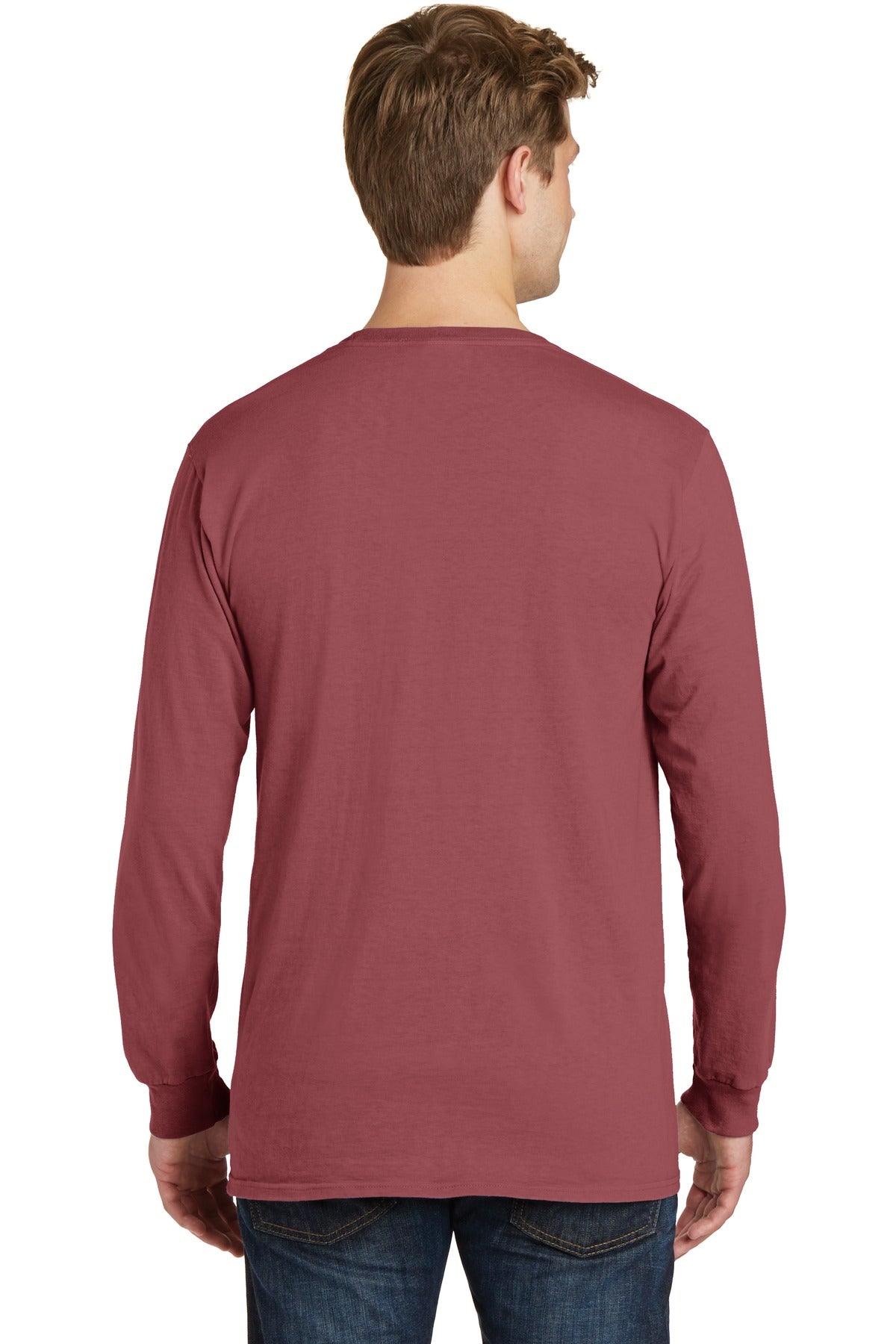 Port & Company Beach Wash Garment-Dyed Long Sleeve Tee PC099LS Red Rock