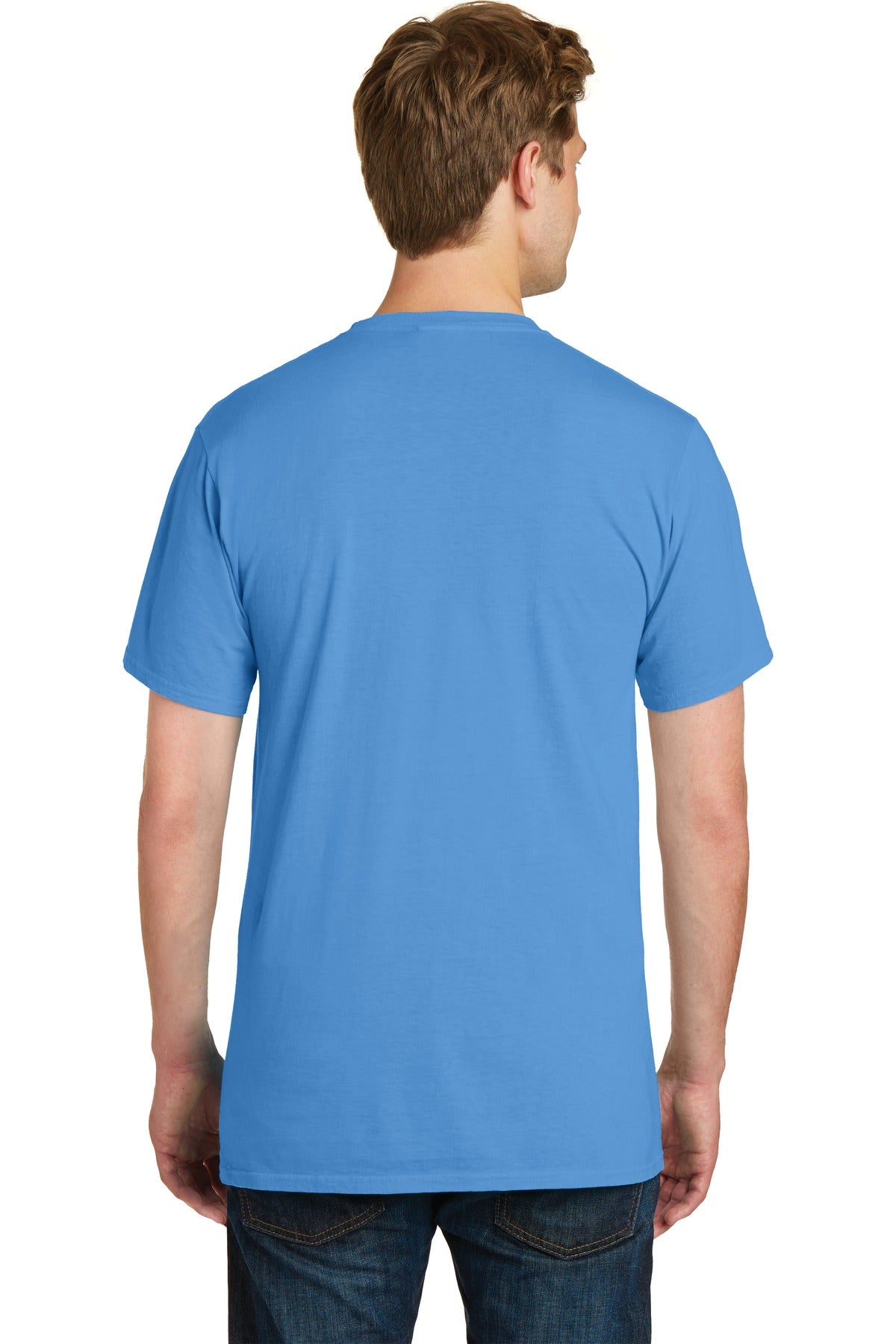 Port & Company Beach Wash Garment-Dyed Pocket Tee.  PC099P Blue Moon