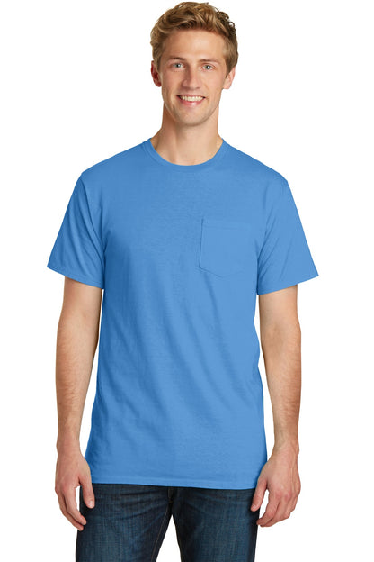 Port & Company Beach Wash Garment-Dyed Pocket Tee.  PC099P Blue Moon