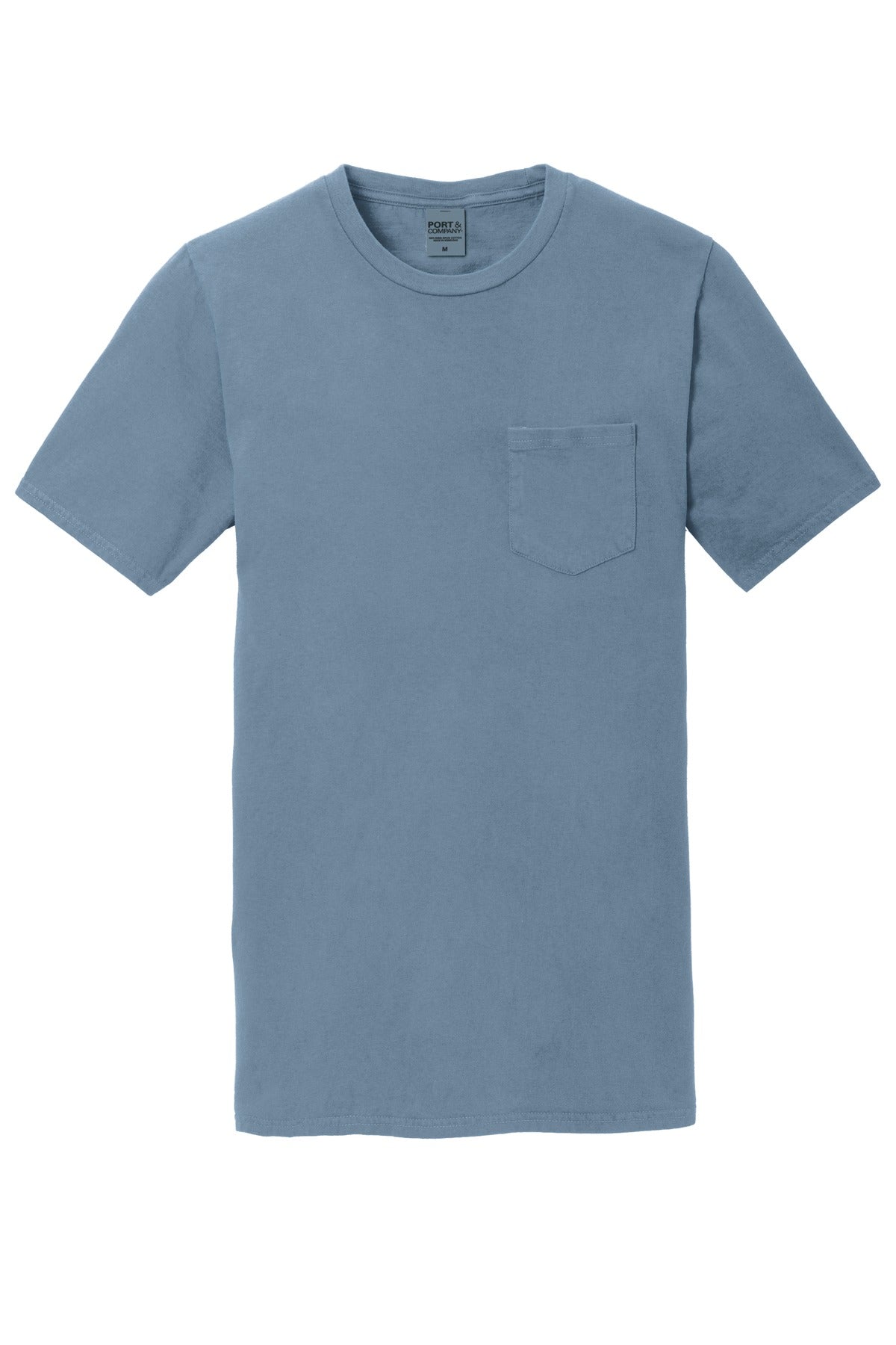 Port & Company Beach Wash Garment-Dyed Pocket Tee.  PC099P Denim Blue